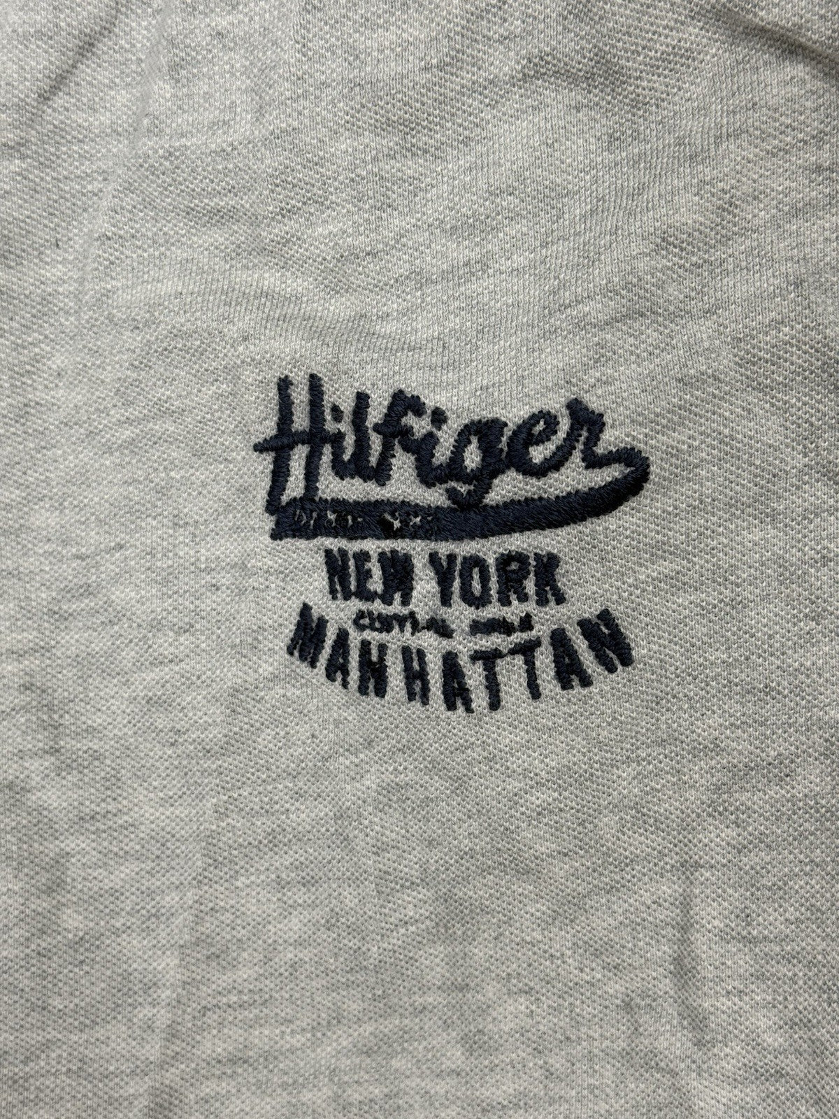 Tommy Hilfiger Grey Long Sleeve Embroidered Polo Top Medium