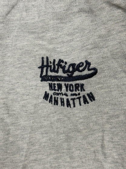 Tommy Hilfiger Grey Long Sleeve Embroidered Polo Top Medium