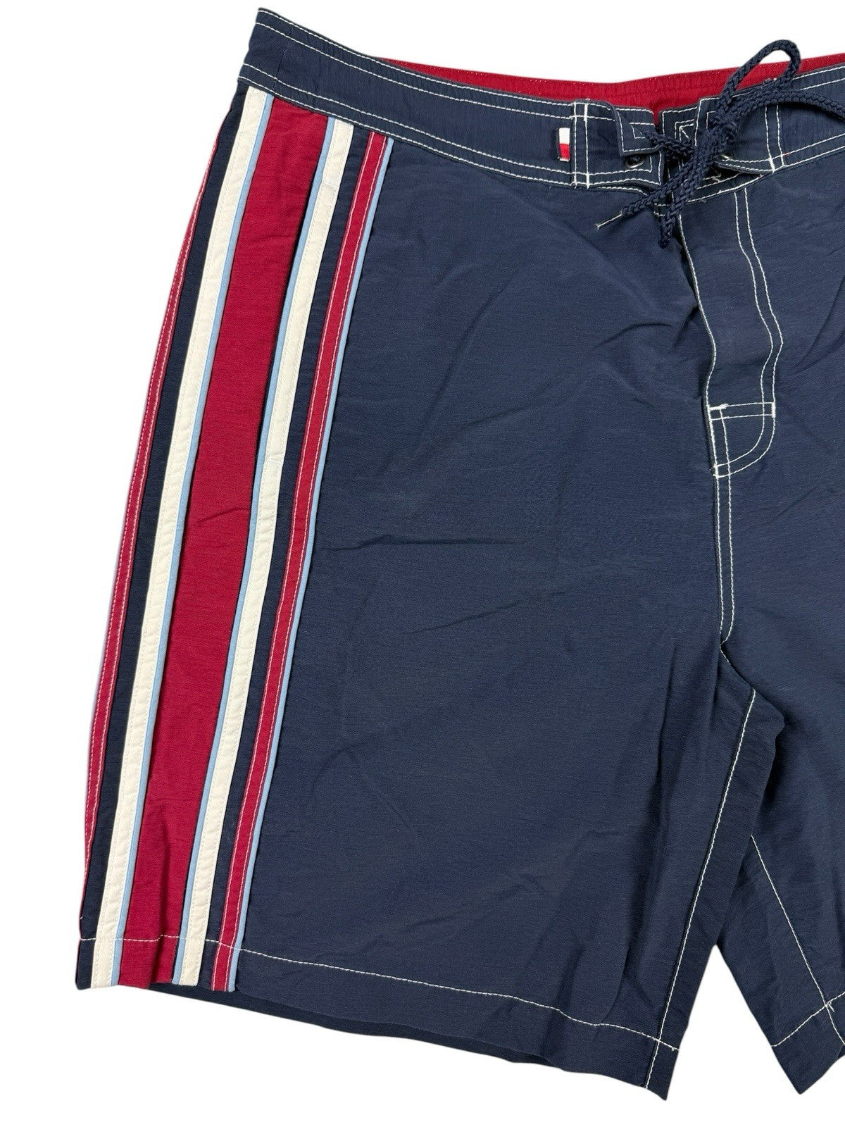 Tommy Hilfiger Retro Y2K Blue Lined Swim Trunk Shorts Large