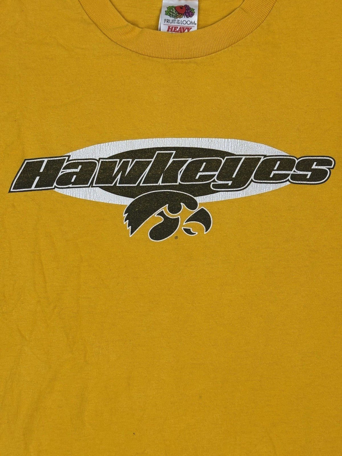 Iowa Hawkeyes Retro Yellow Printed Cotton American College Sports Top Large