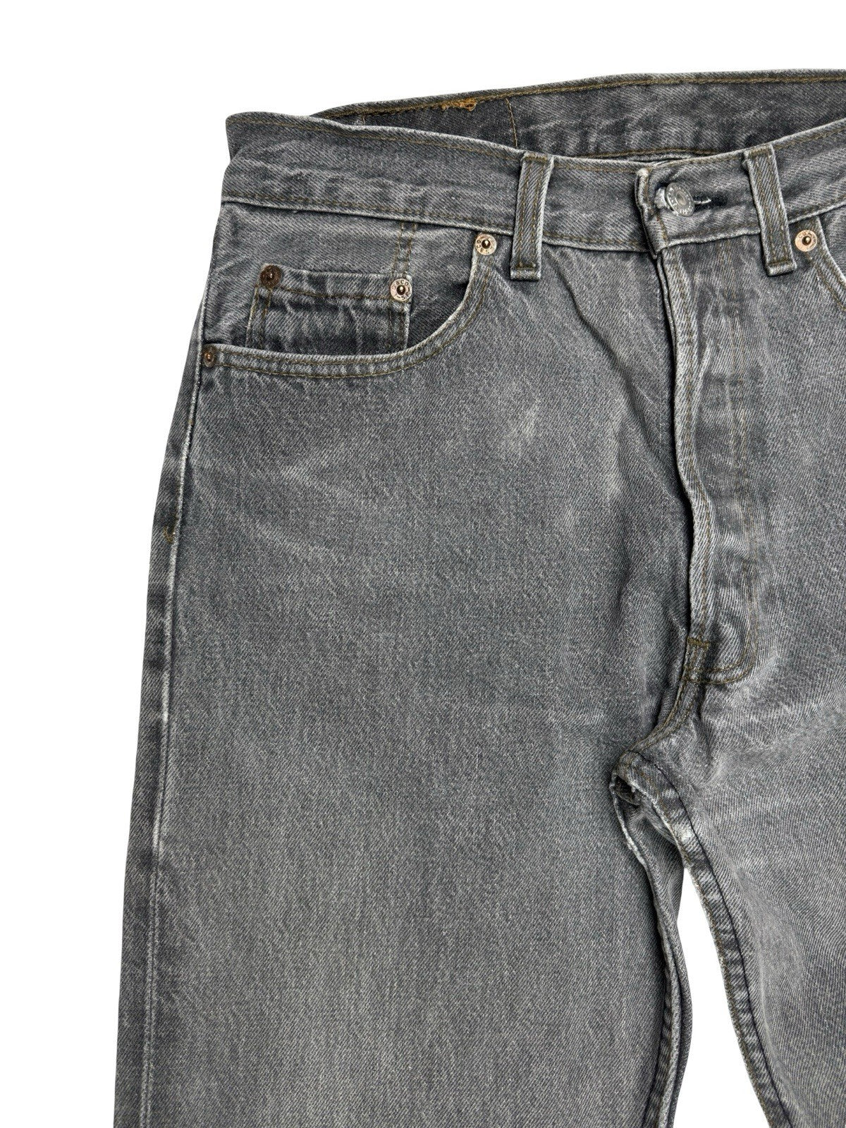 Levi's 501 Vintage Grey Straight Leg Button Fly Denim Jeans 32W 32L Made in UK