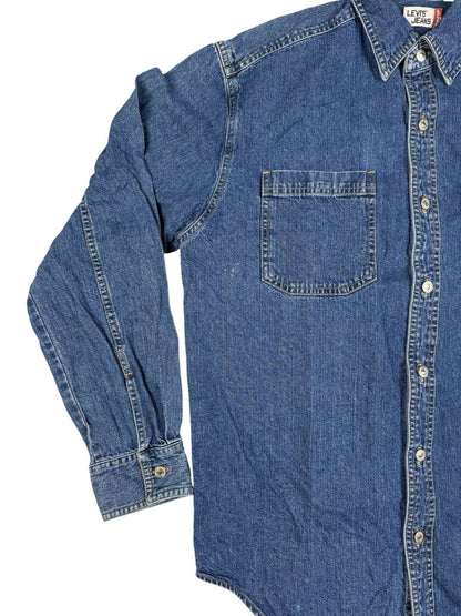 Levi's Retro Blue Cotton Denim Button Up Collared Shirt Small