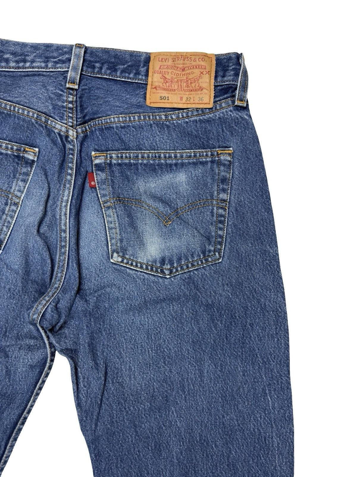 Levi's 501 Retro Blue Straight Leg Denim Jeans 32W 36L Made In USA