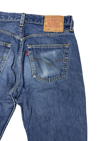 Levi's 501 Retro Blue Straight Leg Denim Jeans 32W 36L Made In USA