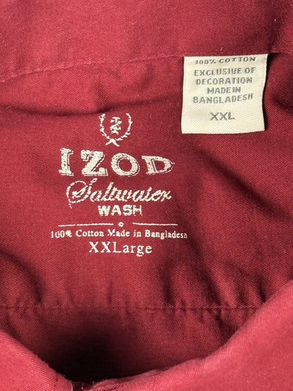 IZOD Retro Red Button Up Collared Shirt 2XL