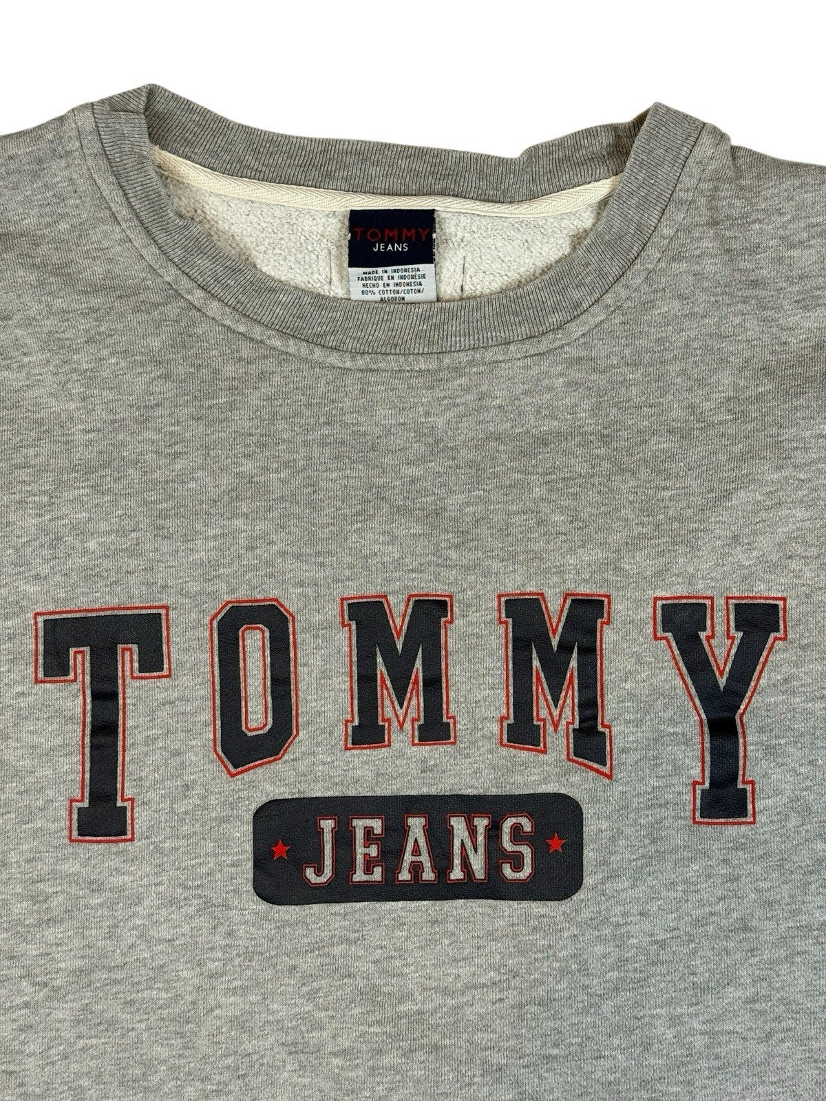 Tommy Jeans Grey Retro Printed Jumper Large