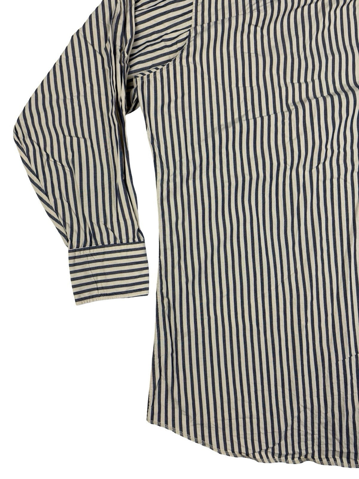Vintage 80's Panhandle Slim Beige Striped Cotton Shirt 2XL (18x36)