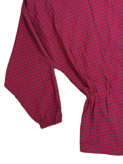 LL Bean Vintage Red Plaid Pullover Hooded Poncho Large