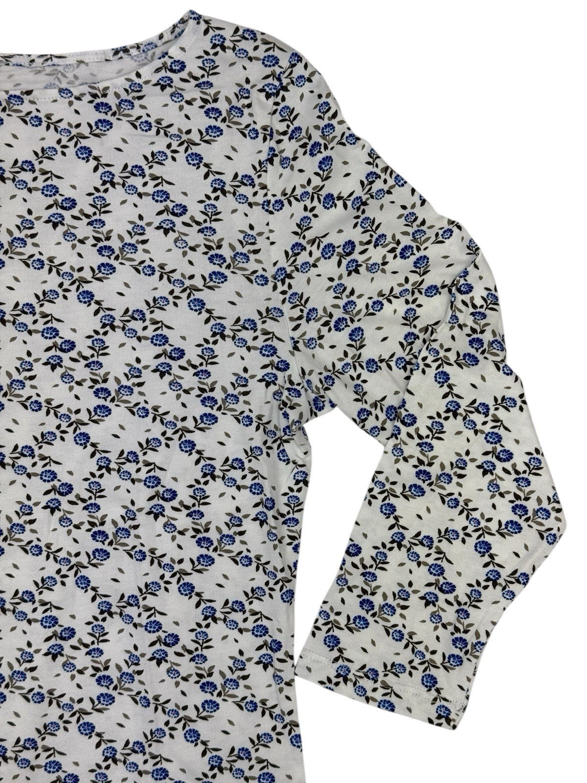 BNWT M&S Cream Floral Pattern 3/4 Sleeve Cotton Blend Top