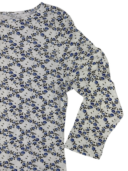 BNWT M&S Cream Floral Pattern 3/4 Sleeve Cotton Blend Top