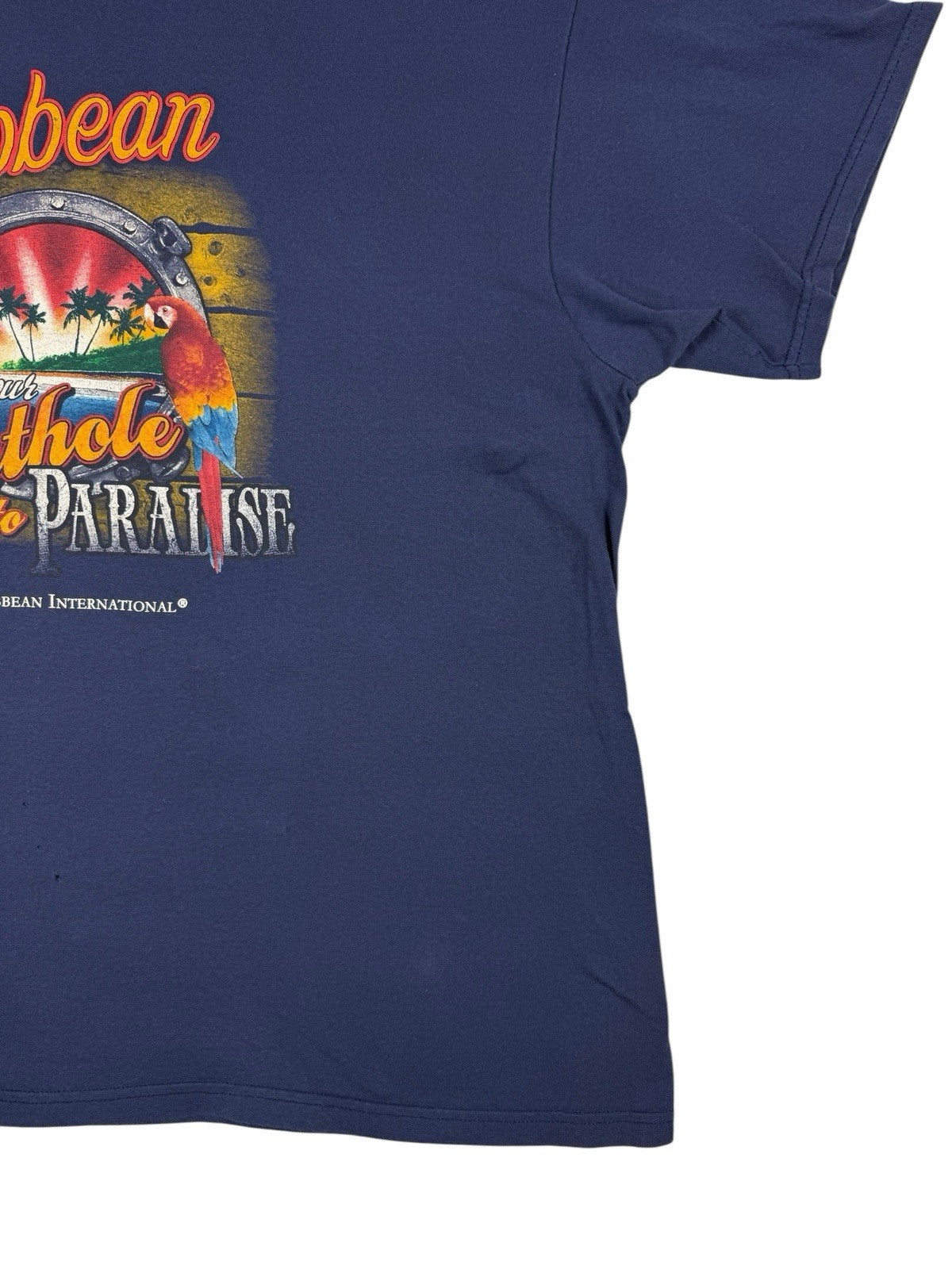 Retro Royal Caribbean Blue Porthole Paradise Travel Destination Top 3XL