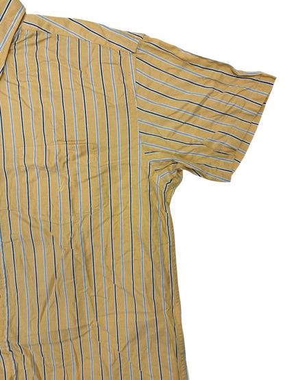 Nautica Retro Yellow Striped Cotton Collared Shirt 2XL