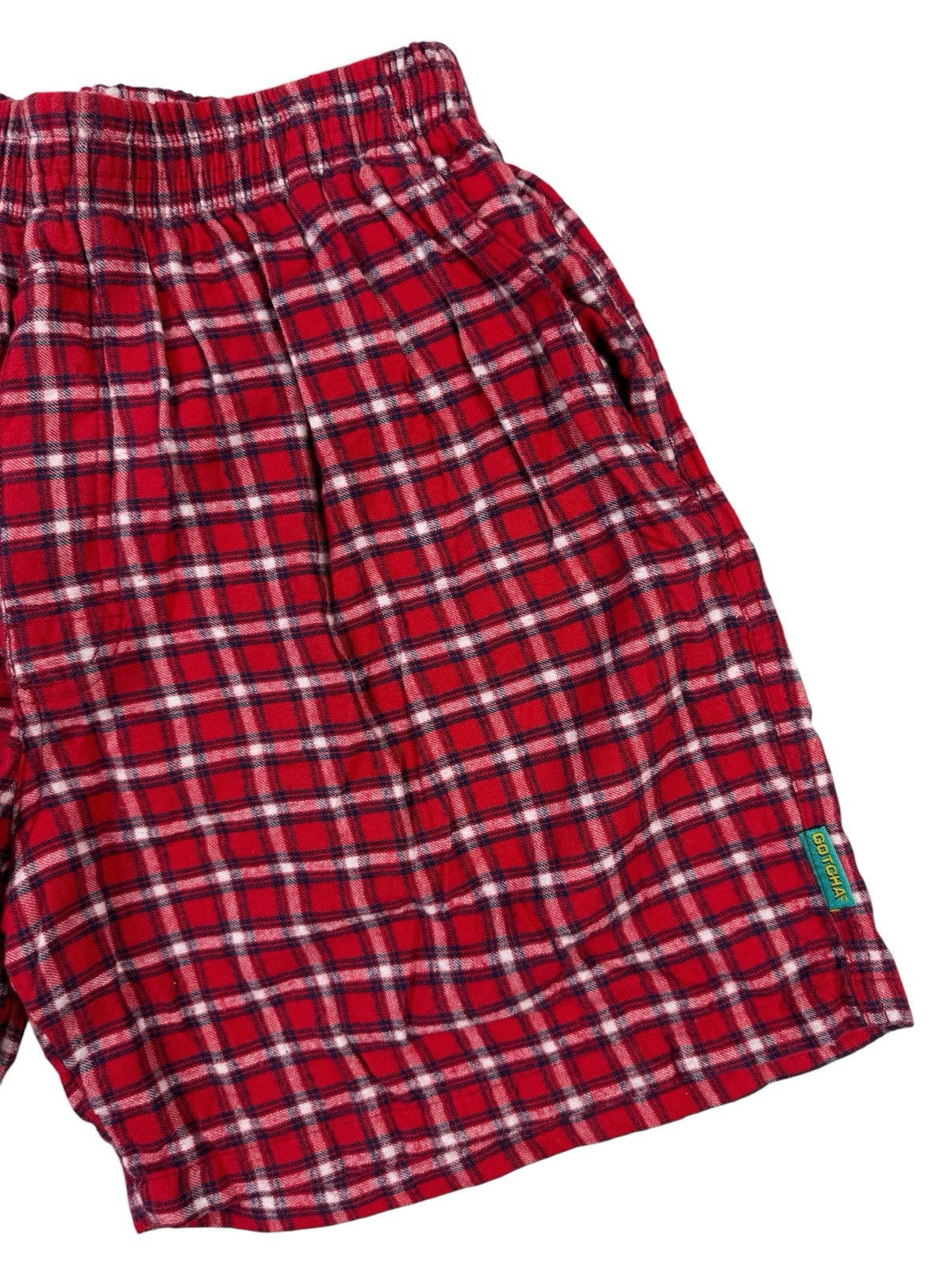 GOTCHA Red Tartan Plaid Cotton Shorts Medium