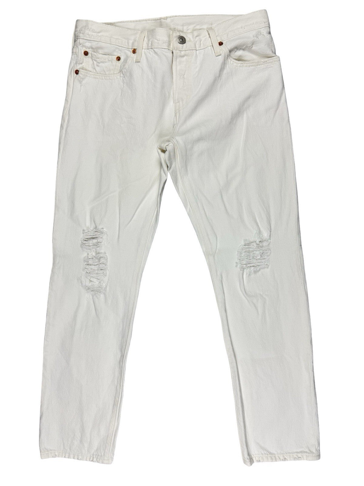 Levi's 501 CT White Distressed Denim Jeans 28W 32L