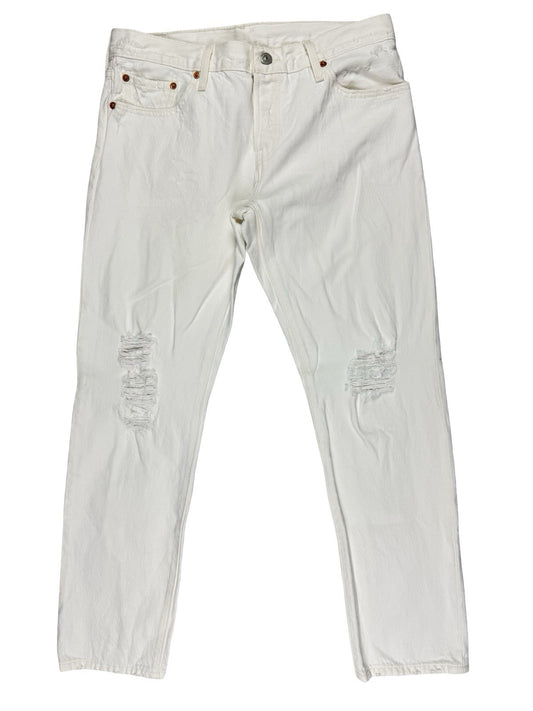 Levi's 501 CT White Distressed Denim Jeans 28W 32L