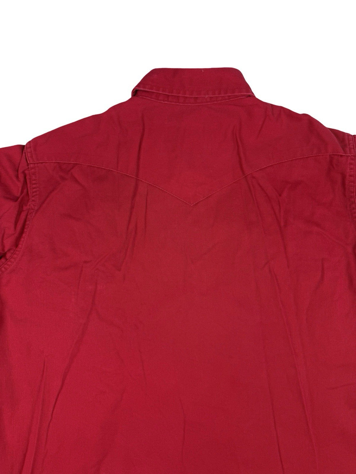 Wrangler Vintage 90s Red Pearl Snap Cowboy Shirt Large Long Tails Made in USA