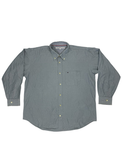 Tommy Hilfiger Retro Blue Collared Shirt Large