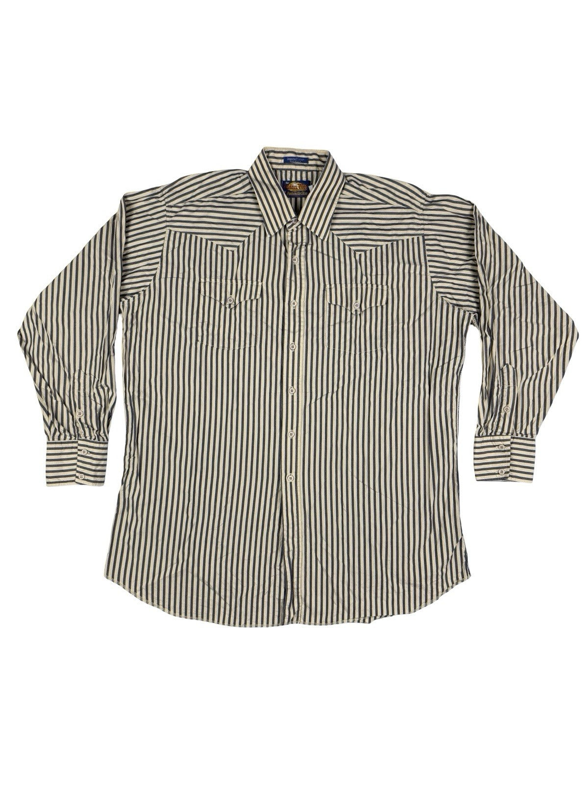 Vintage 80's Panhandle Slim Beige Striped Cotton Shirt 2XL (18x36)