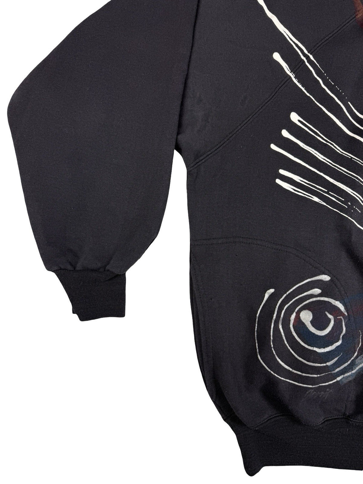 Vintage 80's GDR Man Size Black Abstract Splash Graphic Sweatshirt 2XL