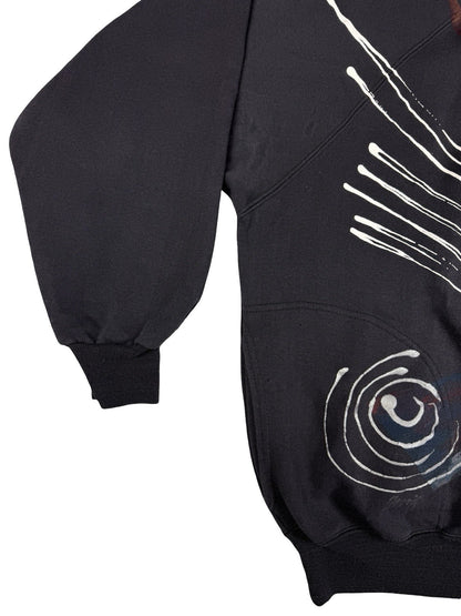 Vintage 80's GDR Man Size Black Abstract Splash Graphic Sweatshirt 2XL