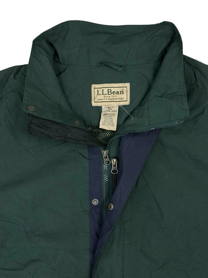 LL Bean Green Retro Zip Windbreaker Jacket XL