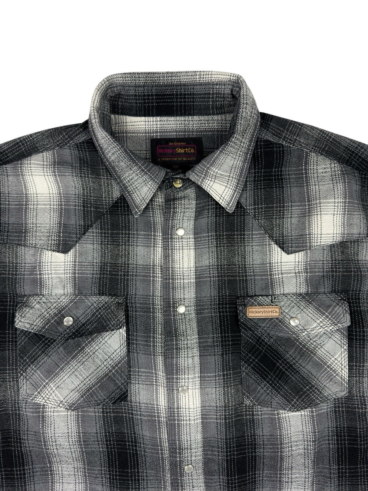 Hickory Shirt Retro Grey Plaid Pearl Snap Western Shirt 2XL