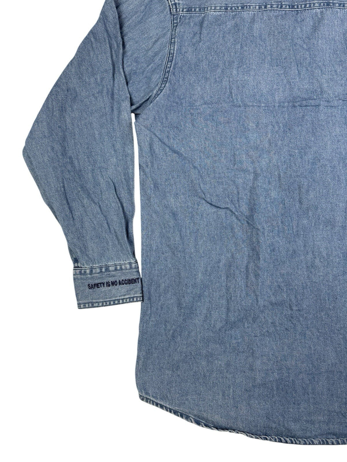 Wrangler Hero Retro Blue Denim Long Sleeve Cotton Work Shirt Medium