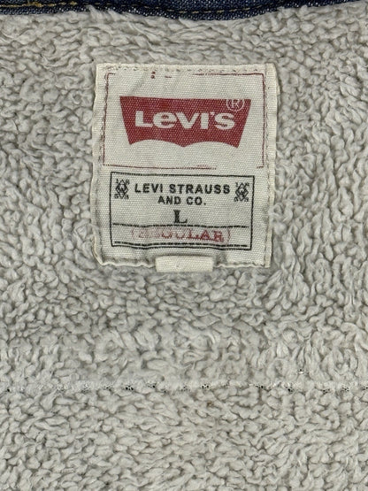 Levi's Blue Sherpa Fleece Lined Haywood Denim Button Shirt Jacket Large