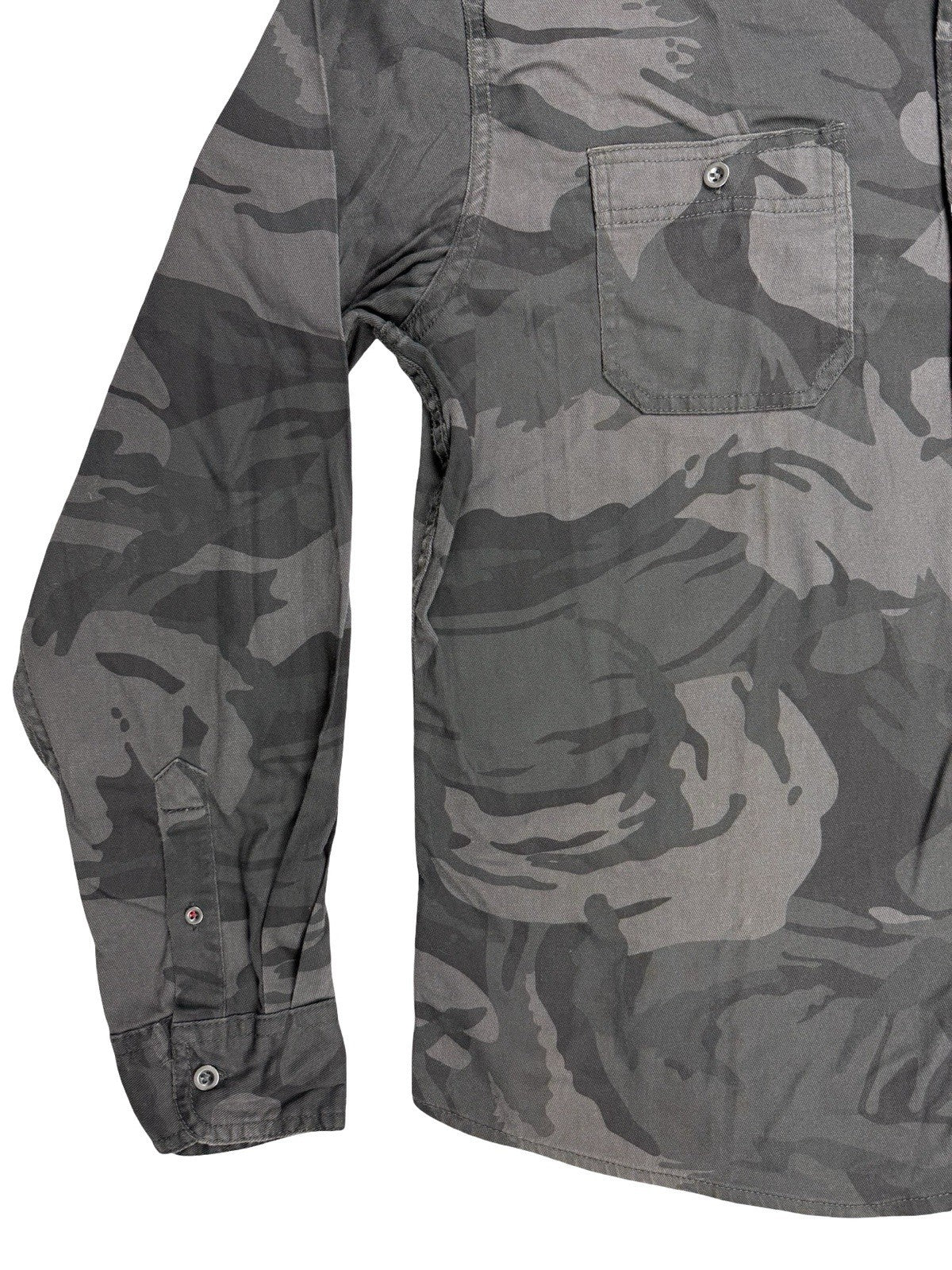 Wrangler Grey Camo Flex Comfort Denim Button Shirt XL
