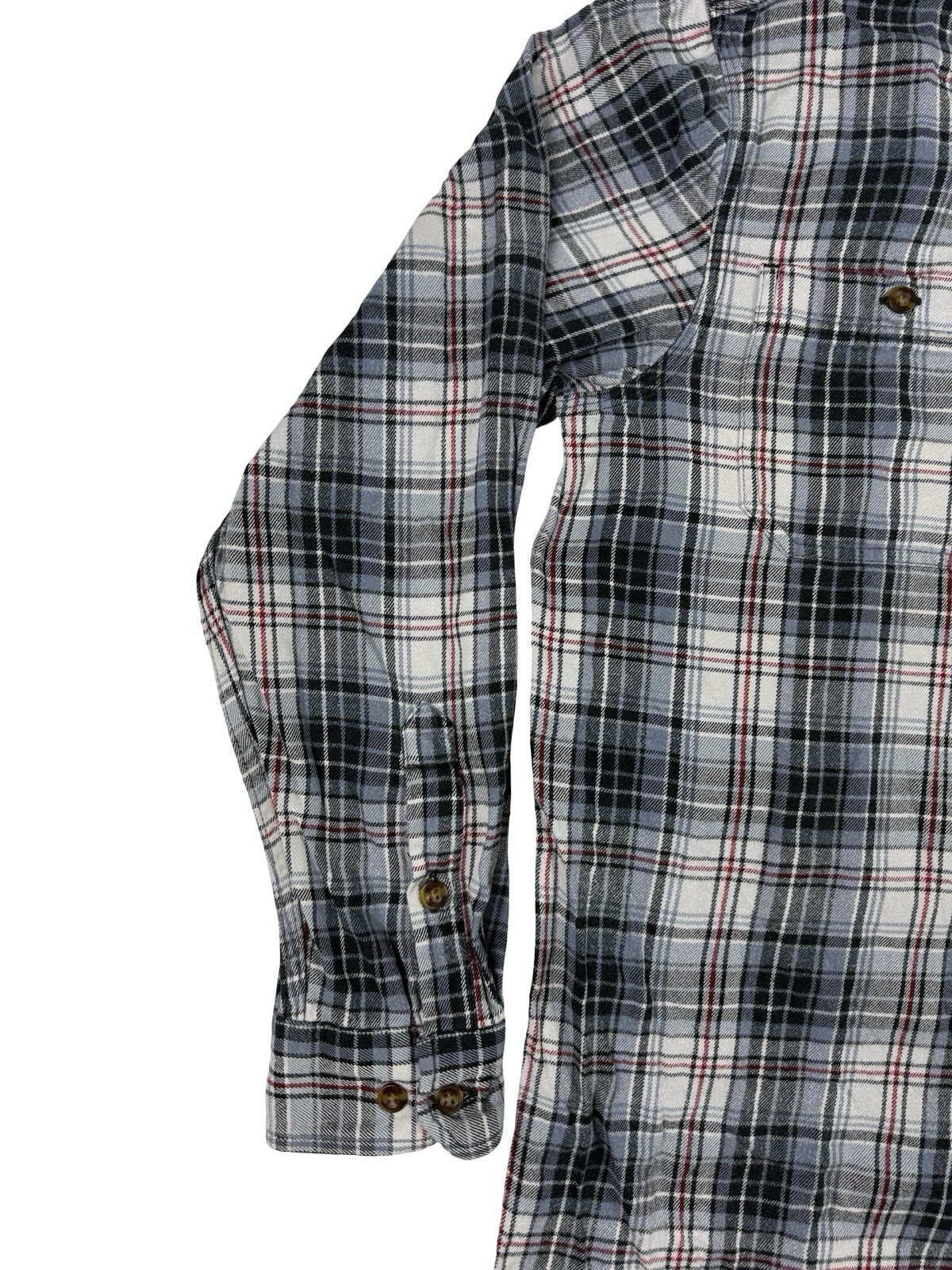 Carhartt Trumbull Grey Plaid Flannel Cotton Shirt Large Relaxed Fit Regular