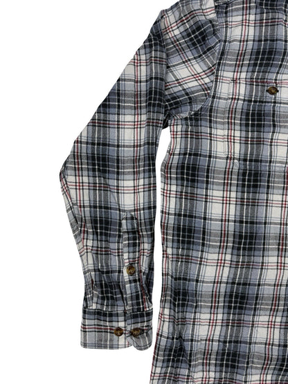 Carhartt Trumbull Grey Plaid Flannel Cotton Shirt Large Relaxed Fit Regular