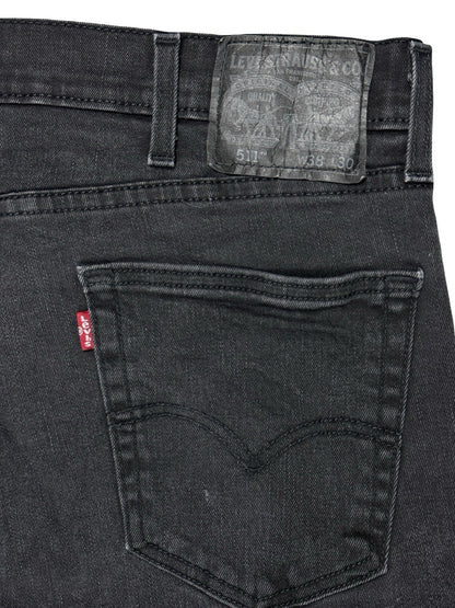 Levi's 511 Slim Fit Straight Leg Black Denim Jeans 38W 30L